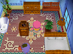 Interior of Mallary's house in Animal Crossing: Wild World