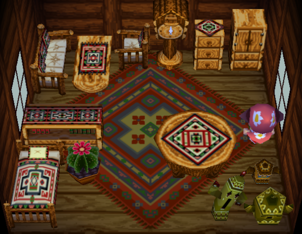 Interior of Leigh's house in Animal Crossing