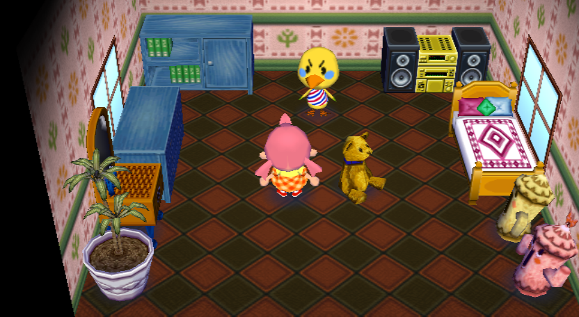 Interior of Twiggy's house in Animal Crossing: City Folk