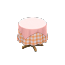 Small Covered Round Table (Pink - Orange Gingham) NH Icon.png