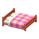 Wooden Double Bed (Cherry Wood - Pink) NH Icon.png