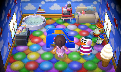 Interior of Iggly's house in Animal Crossing: New Leaf