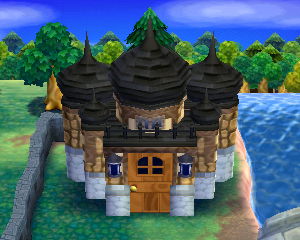 Default exterior of Grizzly's house in Animal Crossing: Happy Home Designer