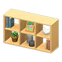 open wooden shelves
