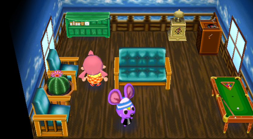 Interior of Rod's house in Animal Crossing: City Folk
