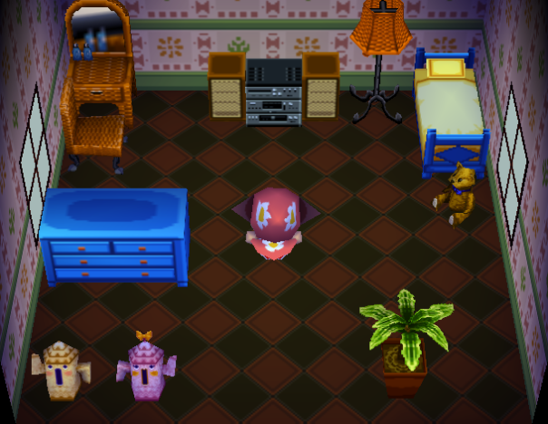 Interior of Twiggy's house in Animal Crossing
