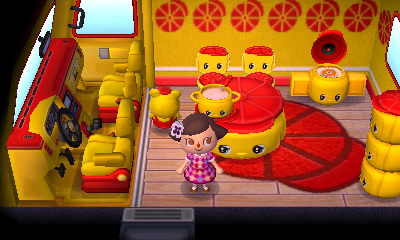 Interior of Holden's RV in Animal Crossing: New Leaf