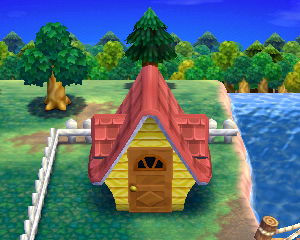 Default exterior of Kitty's house in Animal Crossing: Happy Home Designer