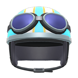 Helmet with goggles's Light blue variant