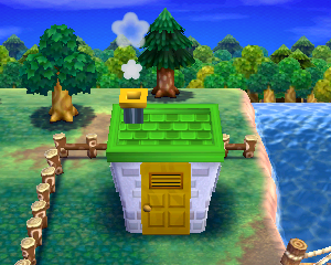 Default exterior of Cousteau's house in Animal Crossing: Happy Home Designer