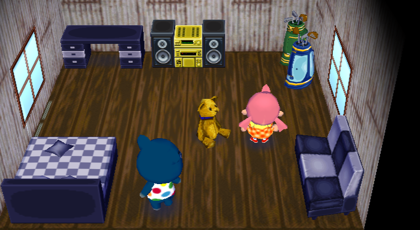 Interior of Groucho's house in Animal Crossing: City Folk