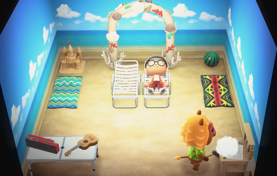 Interior of Bud's house in Animal Crossing: New Horizons