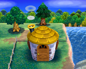 Default exterior of Clyde's house in Animal Crossing: Happy Home Designer