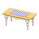 Ranch Tea Table (White - Blue Gingham) NH Icon.png