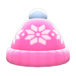 雪花针织帽 (粉红)
