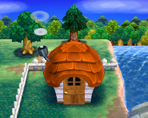 Default exterior of Peck's house in Animal Crossing: Happy Home Designer