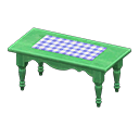 Ranch Tea Table (Green - Blue Gingham) NH Icon.png