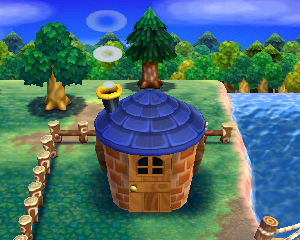 Default exterior of Lobo's house in Animal Crossing: Happy Home Designer