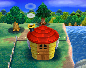 Default exterior of Stinky's house in Animal Crossing: Happy Home Designer