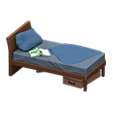 Sloppy Bed (Dark Wood - Navy Blue) NH Icon.png