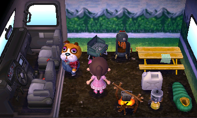 Interior of Booker's RV in Animal Crossing: New Leaf