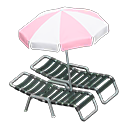 Beach Chairs with Parasol (Black - Pink & White) NH Icon.png