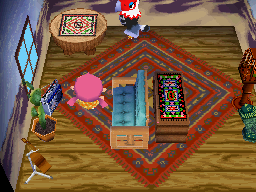 Interior of Amelia's house in Animal Crossing: Wild World