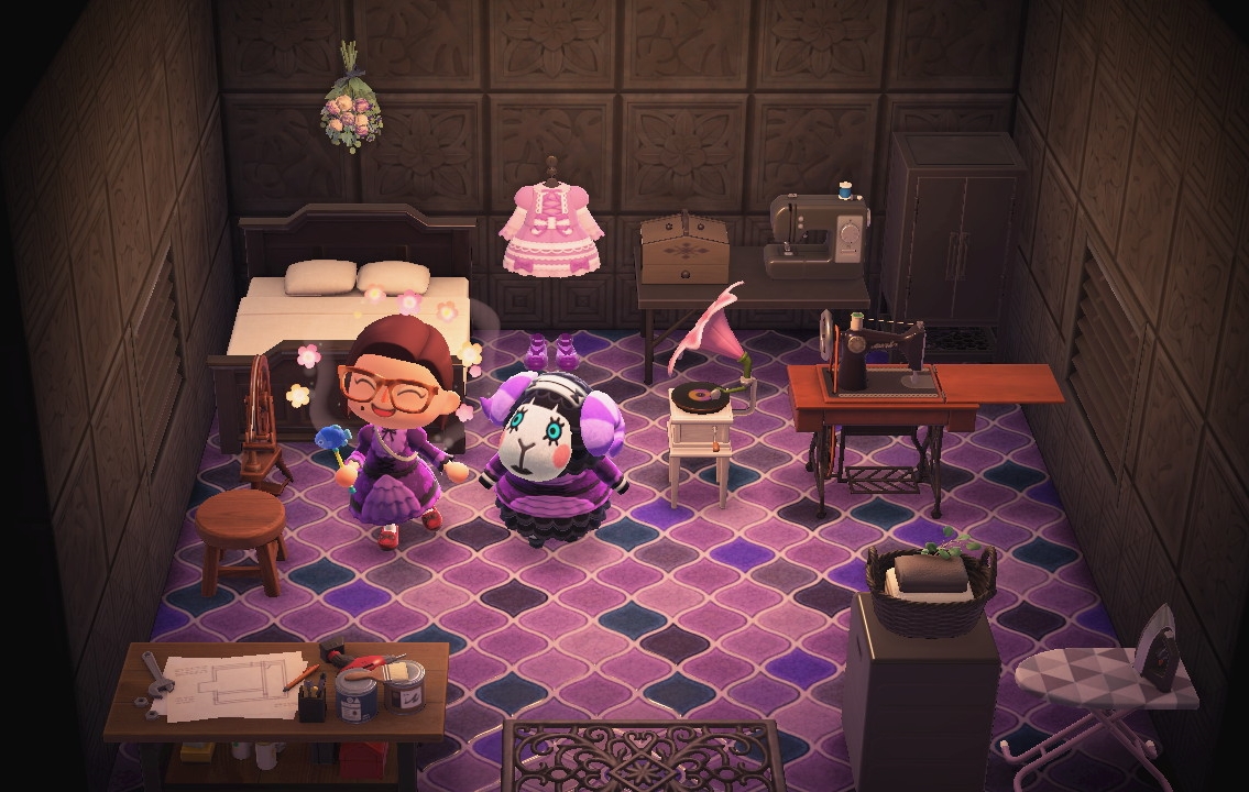 Interior of Muffy's house in Animal Crossing: New Horizons