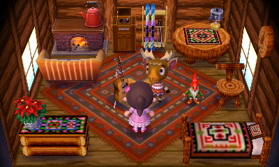 Interior of Erik's house in Animal Crossing: New Leaf
