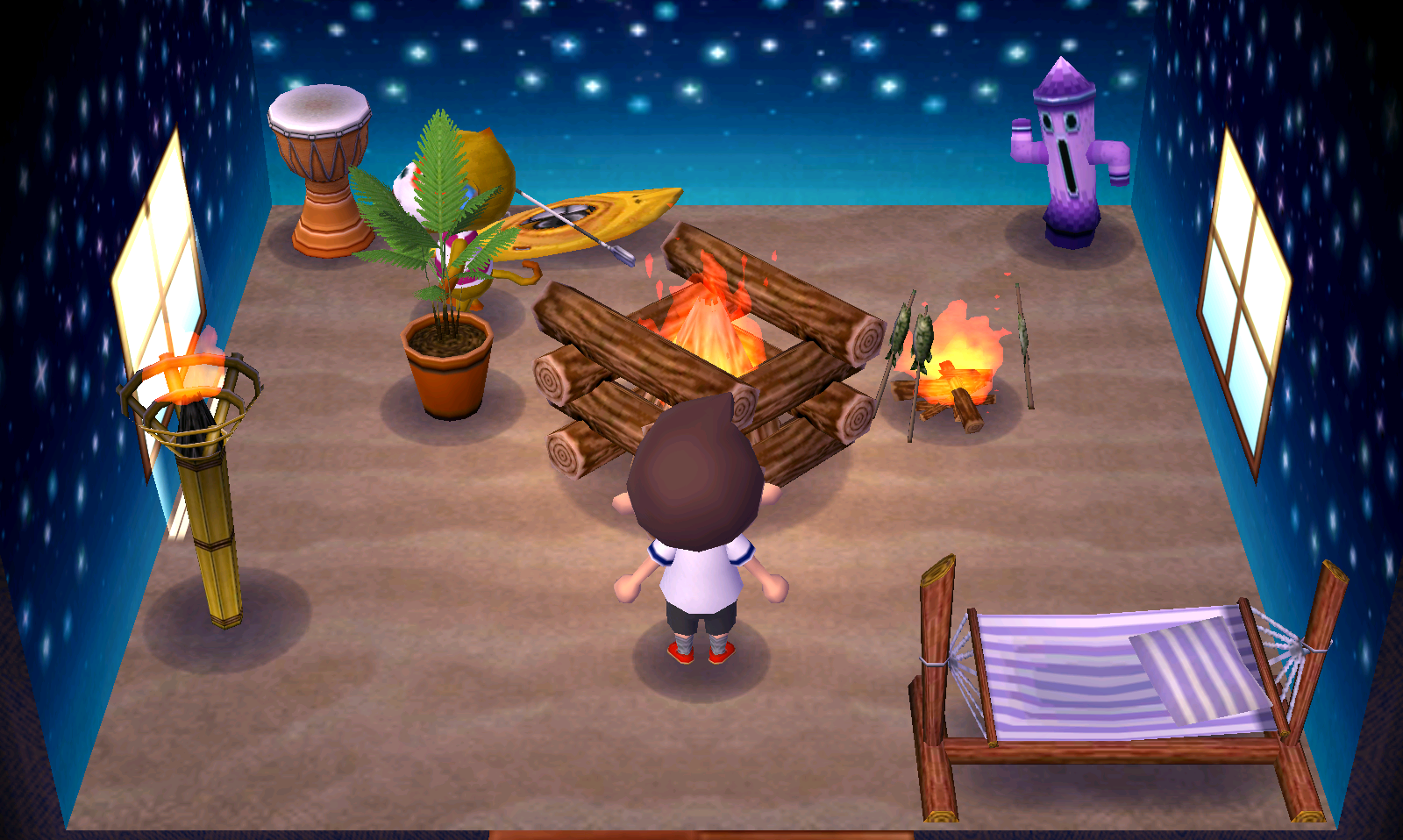 Interior of Simon's house in Animal Crossing: New Leaf