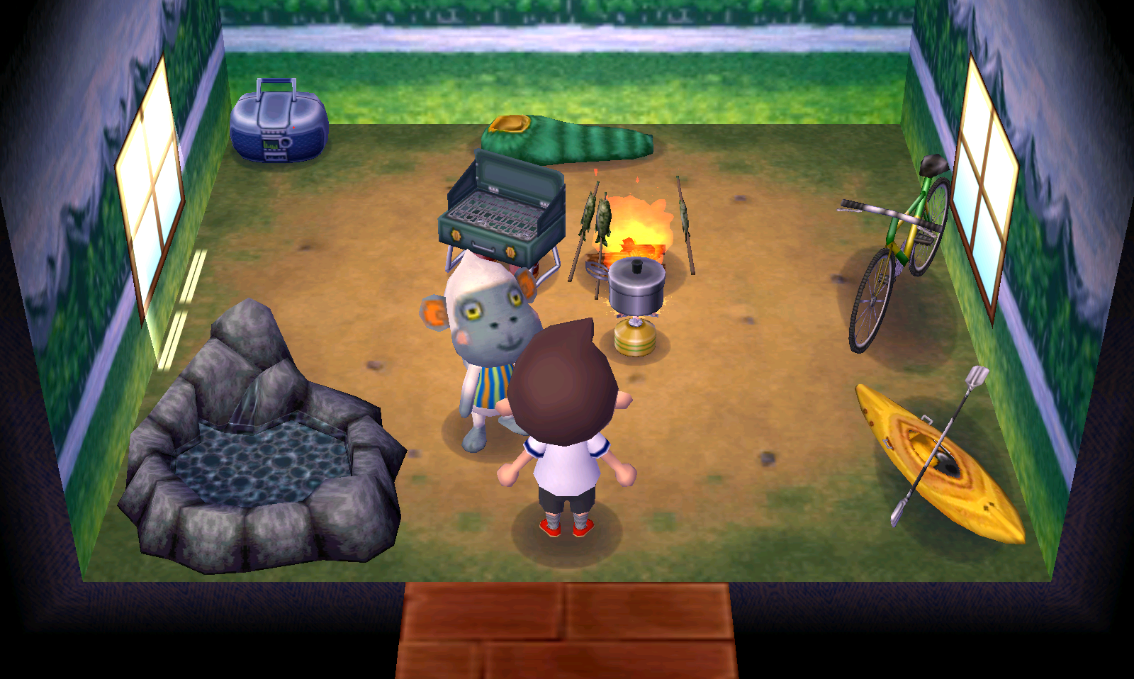 Interior of Monty's house in Animal Crossing: New Leaf