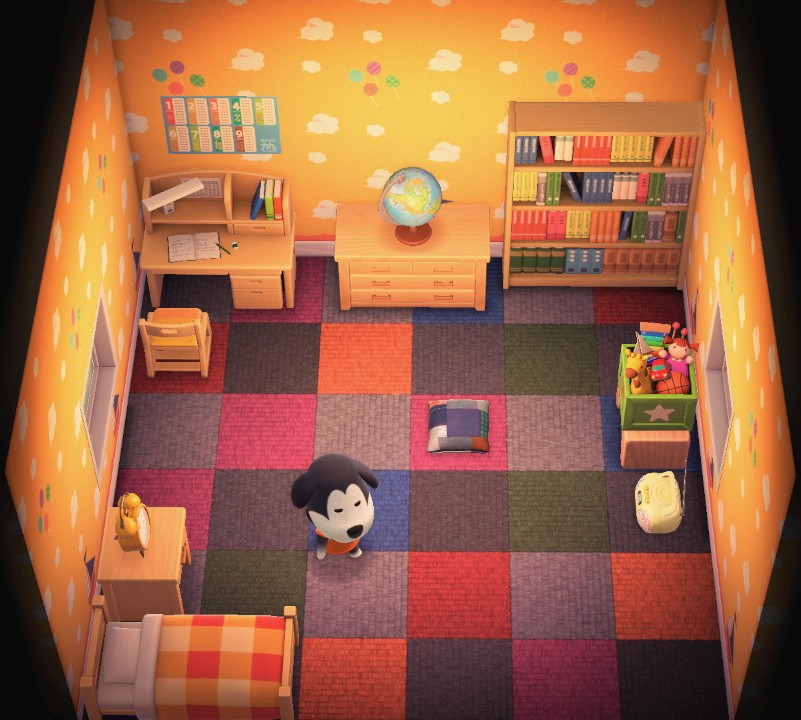 Interior of Walker's house in Animal Crossing: New Horizons