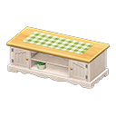 Ranch Lowboard (White - Green Gingham) NH Icon.png