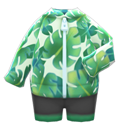 Leaf-print wet suit (Green)