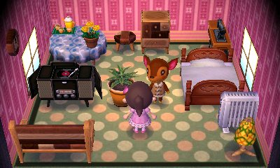 Interior of Fauna's house in Animal Crossing: New Leaf