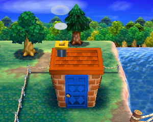 Default exterior of Bones's house in Animal Crossing: Happy Home Designer