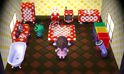 Interior of Frobert's house in Animal Crossing: New Leaf