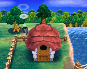 Default exterior of Fuchsia's house in Animal Crossing: Happy Home Designer