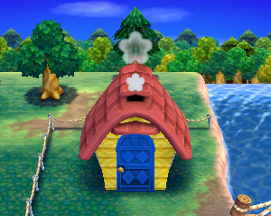 Default exterior of Pompom's house in Animal Crossing: Happy Home Designer