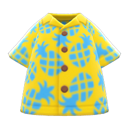 鳳梨圖案夏威夷襯衫 (黃色)