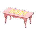 Ranch Tea Table (Pink - Lemon Gingham) NH Icon.png
