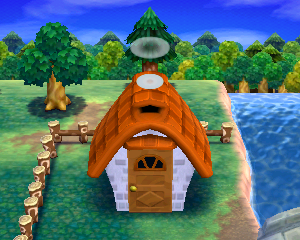 Default exterior of Biskit's house in Animal Crossing: Happy Home Designer