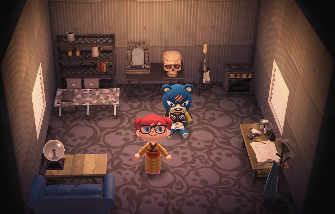 Interior of Groucho's house in Animal Crossing: New Horizons