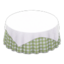 Large Covered Round Table (White - Green Gingham) NH Icon.png