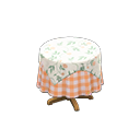 Small Covered Round Table (Floral Print - Orange Gingham) NH Icon.png