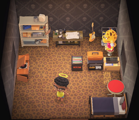 Interior of Leonardo's house in Animal Crossing: New Horizons