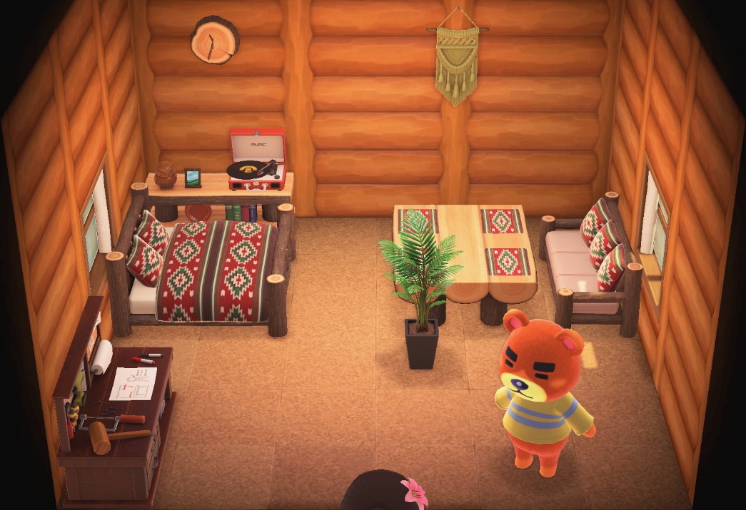 Interior of Teddy's house in Animal Crossing: New Horizons