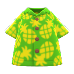 鳳梨圖案夏威夷襯衫 (綠色)