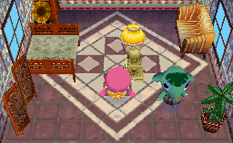 Interior of Opal's house in Animal Crossing: Wild World