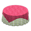 Large Covered Round Table (Berry Red - Green Gingham) NH Icon.png
